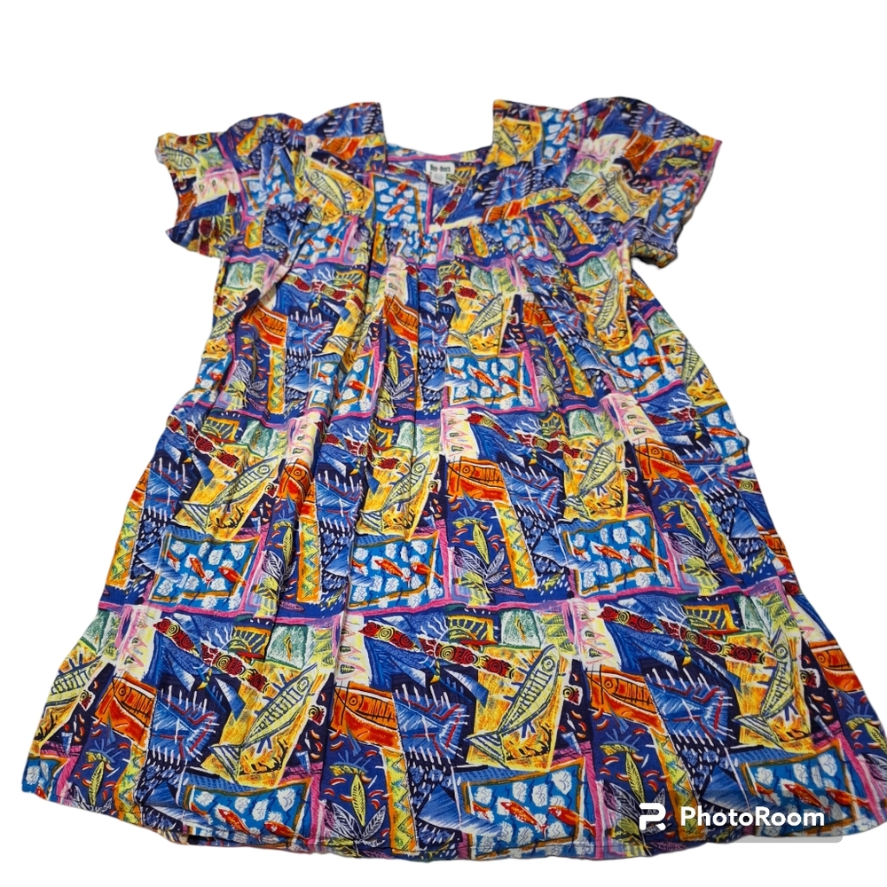 Vintage Dee Dees Abstract & Geometric Pattern Boho Mumu Dress Fun & Funky Sz 4X - Picture 6 of 6